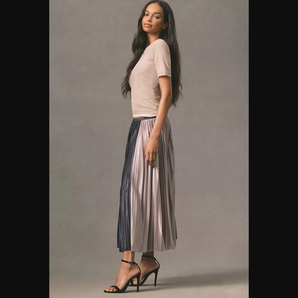 NWT Sunday in Brooklyn Colorblock Pleated Midi Skirt - Small - Picture 5 of 6